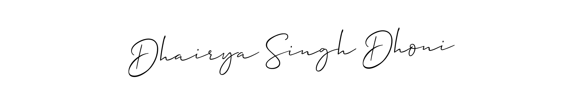 Design your own signature with our free online signature maker. With this signature software, you can create a handwritten (Allison_Script) signature for name Dhairya Singh Dhoni. Dhairya Singh Dhoni signature style 2 images and pictures png