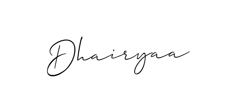 Create a beautiful signature design for name Dhairyaa. With this signature (Allison_Script) fonts, you can make a handwritten signature for free. Dhairyaa signature style 2 images and pictures png