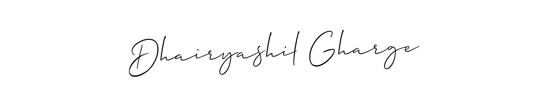 Allison_Script is a professional signature style that is perfect for those who want to add a touch of class to their signature. It is also a great choice for those who want to make their signature more unique. Get Dhairyashil Gharge name to fancy signature for free. Dhairyashil Gharge signature style 2 images and pictures png