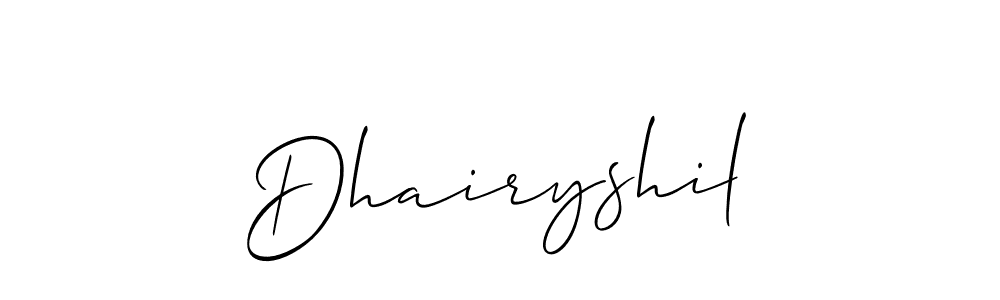 The best way (Allison_Script) to make a short signature is to pick only two or three words in your name. The name Dhairyshil include a total of six letters. For converting this name. Dhairyshil signature style 2 images and pictures png