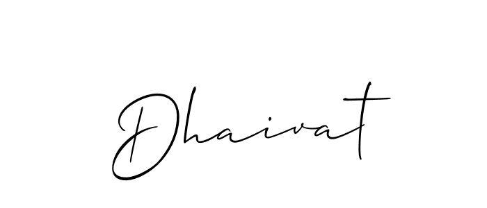 Use a signature maker to create a handwritten signature online. With this signature software, you can design (Allison_Script) your own signature for name Dhaivat. Dhaivat signature style 2 images and pictures png