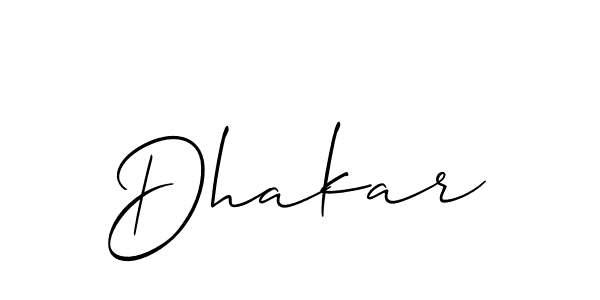 Create a beautiful signature design for name Dhakar. With this signature (Allison_Script) fonts, you can make a handwritten signature for free. Dhakar signature style 2 images and pictures png