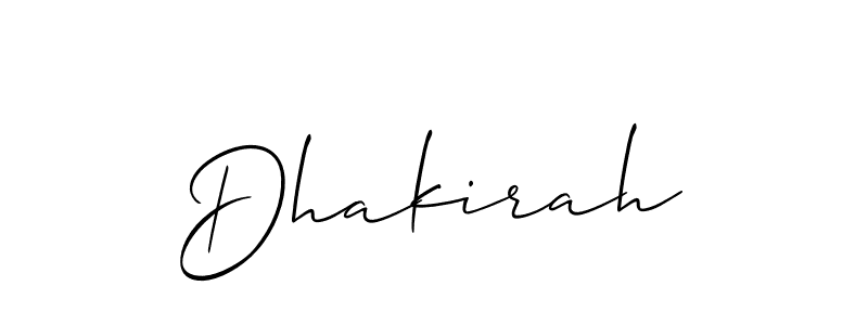 Design your own signature with our free online signature maker. With this signature software, you can create a handwritten (Allison_Script) signature for name Dhakirah. Dhakirah signature style 2 images and pictures png