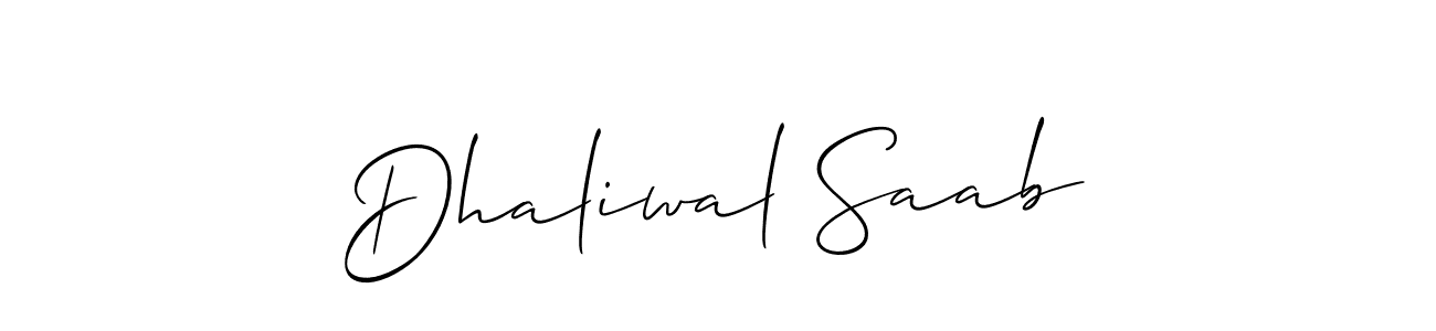 Also You can easily find your signature by using the search form. We will create Dhaliwal Saab name handwritten signature images for you free of cost using Allison_Script sign style. Dhaliwal Saab signature style 2 images and pictures png