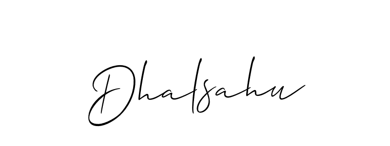 Also You can easily find your signature by using the search form. We will create Dhalsahu name handwritten signature images for you free of cost using Allison_Script sign style. Dhalsahu signature style 2 images and pictures png