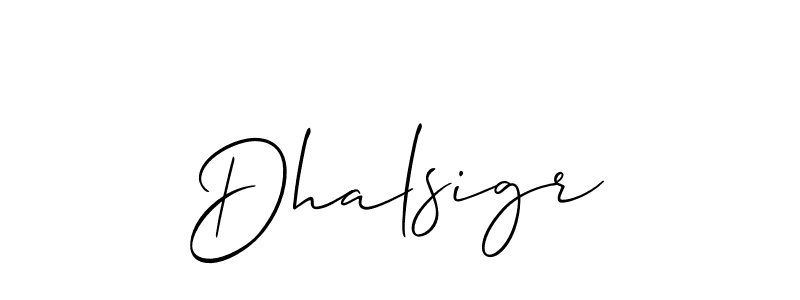 Use a signature maker to create a handwritten signature online. With this signature software, you can design (Allison_Script) your own signature for name Dhalsigr. Dhalsigr signature style 2 images and pictures png