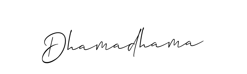 Also we have Dhamadhama name is the best signature style. Create professional handwritten signature collection using Allison_Script autograph style. Dhamadhama signature style 2 images and pictures png