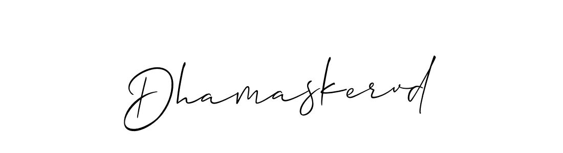 The best way (Allison_Script) to make a short signature is to pick only two or three words in your name. The name Dhamaskervd include a total of six letters. For converting this name. Dhamaskervd signature style 2 images and pictures png