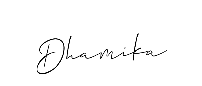Use a signature maker to create a handwritten signature online. With this signature software, you can design (Allison_Script) your own signature for name Dhamika. Dhamika signature style 2 images and pictures png