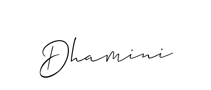 Dhamini stylish signature style. Best Handwritten Sign (Allison_Script) for my name. Handwritten Signature Collection Ideas for my name Dhamini. Dhamini signature style 2 images and pictures png