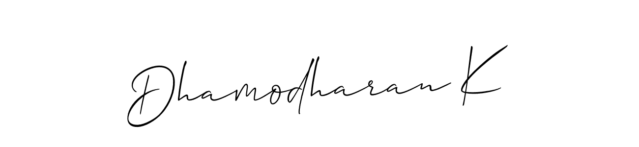 Create a beautiful signature design for name Dhamodharan K. With this signature (Allison_Script) fonts, you can make a handwritten signature for free. Dhamodharan K signature style 2 images and pictures png