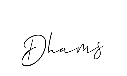 Allison_Script is a professional signature style that is perfect for those who want to add a touch of class to their signature. It is also a great choice for those who want to make their signature more unique. Get Dhams name to fancy signature for free. Dhams signature style 2 images and pictures png