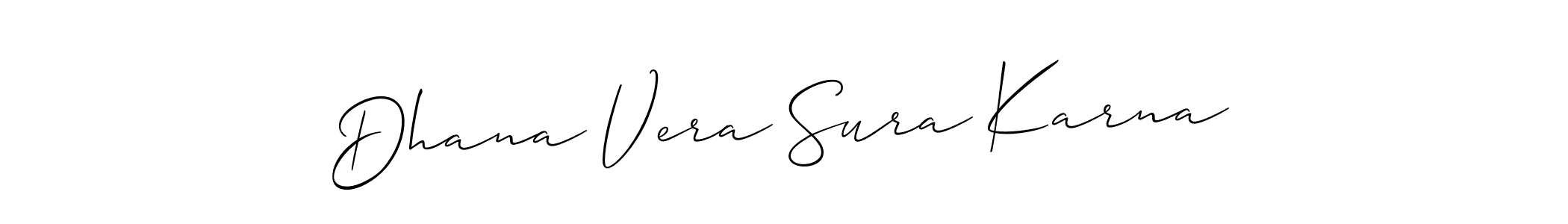 How to Draw Dhana Vera Sura Karna signature style? Allison_Script is a latest design signature styles for name Dhana Vera Sura Karna. Dhana Vera Sura Karna signature style 2 images and pictures png