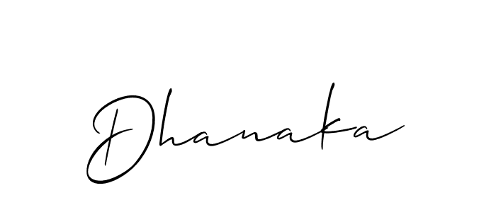Use a signature maker to create a handwritten signature online. With this signature software, you can design (Allison_Script) your own signature for name Dhanaka. Dhanaka signature style 2 images and pictures png