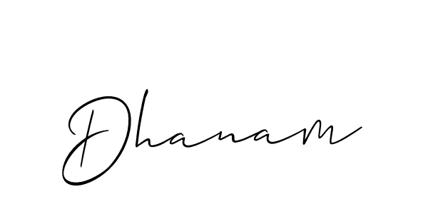 Dhanam stylish signature style. Best Handwritten Sign (Allison_Script) for my name. Handwritten Signature Collection Ideas for my name Dhanam. Dhanam signature style 2 images and pictures png