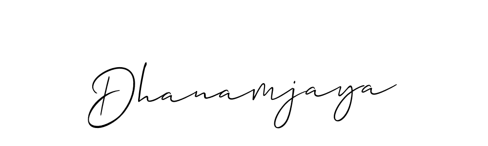 Also You can easily find your signature by using the search form. We will create Dhanamjaya name handwritten signature images for you free of cost using Allison_Script sign style. Dhanamjaya signature style 2 images and pictures png