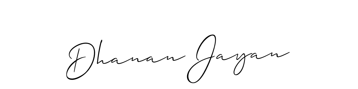 You should practise on your own different ways (Allison_Script) to write your name (Dhanan Jayan) in signature. don't let someone else do it for you. Dhanan Jayan signature style 2 images and pictures png