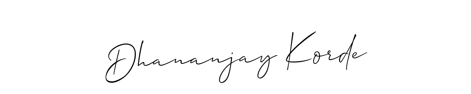 if you are searching for the best signature style for your name Dhananjay Korde. so please give up your signature search. here we have designed multiple signature styles  using Allison_Script. Dhananjay Korde signature style 2 images and pictures png