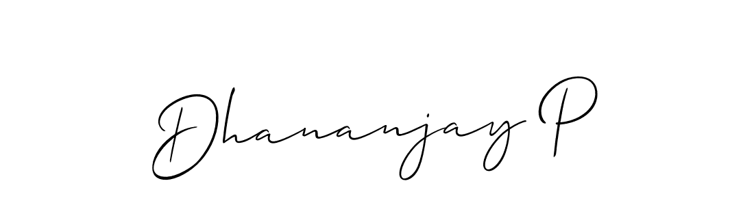 Dhananjay P stylish signature style. Best Handwritten Sign (Allison_Script) for my name. Handwritten Signature Collection Ideas for my name Dhananjay P. Dhananjay P signature style 2 images and pictures png