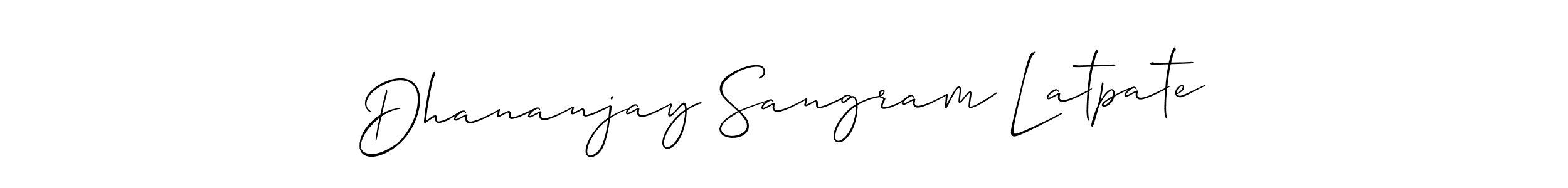 Make a short Dhananjay Sangram Latpate signature style. Manage your documents anywhere anytime using Allison_Script. Create and add eSignatures, submit forms, share and send files easily. Dhananjay Sangram Latpate signature style 2 images and pictures png