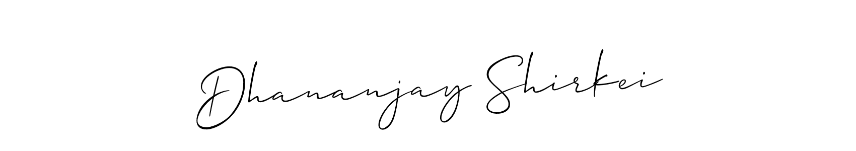 How to make Dhananjay Shirkei signature? Allison_Script is a professional autograph style. Create handwritten signature for Dhananjay Shirkei name. Dhananjay Shirkei signature style 2 images and pictures png
