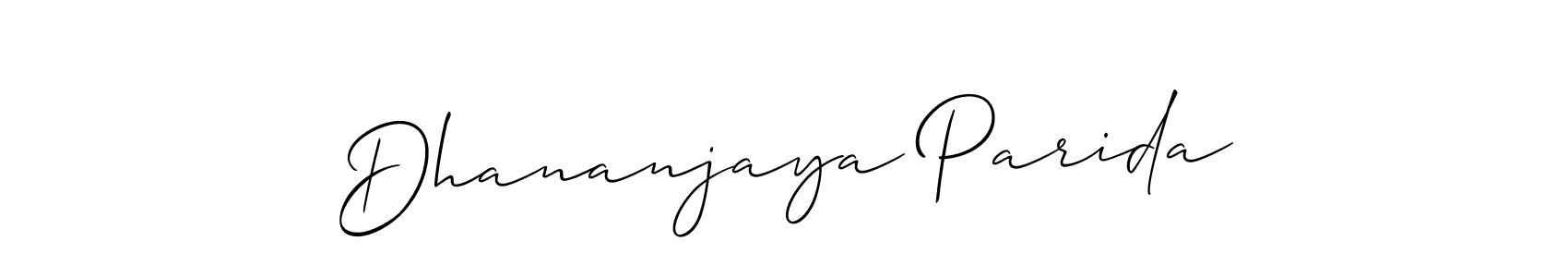 Allison_Script is a professional signature style that is perfect for those who want to add a touch of class to their signature. It is also a great choice for those who want to make their signature more unique. Get Dhananjaya Parida name to fancy signature for free. Dhananjaya Parida signature style 2 images and pictures png