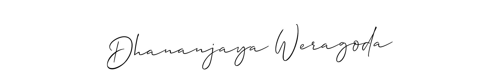 How to make Dhananjaya Weragoda name signature. Use Allison_Script style for creating short signs online. This is the latest handwritten sign. Dhananjaya Weragoda signature style 2 images and pictures png