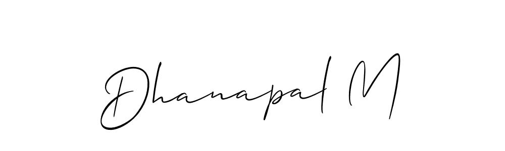 Also You can easily find your signature by using the search form. We will create Dhanapal M name handwritten signature images for you free of cost using Allison_Script sign style. Dhanapal M signature style 2 images and pictures png