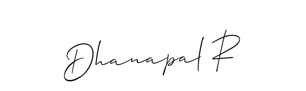 Also You can easily find your signature by using the search form. We will create Dhanapal R name handwritten signature images for you free of cost using Allison_Script sign style. Dhanapal R signature style 2 images and pictures png