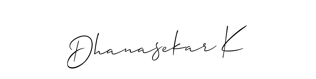 It looks lik you need a new signature style for name Dhanasekar K. Design unique handwritten (Allison_Script) signature with our free signature maker in just a few clicks. Dhanasekar K signature style 2 images and pictures png