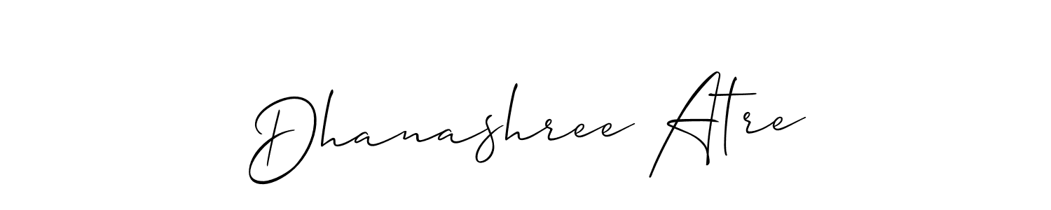 The best way (Allison_Script) to make a short signature is to pick only two or three words in your name. The name Dhanashree Atre include a total of six letters. For converting this name. Dhanashree Atre signature style 2 images and pictures png