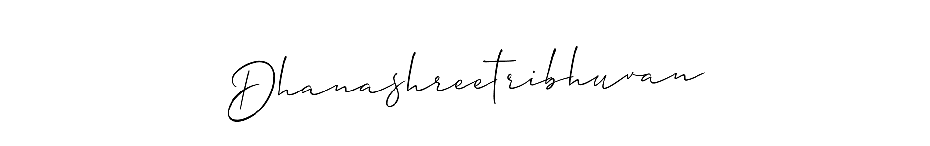 Dhanashreetribhuvan stylish signature style. Best Handwritten Sign (Allison_Script) for my name. Handwritten Signature Collection Ideas for my name Dhanashreetribhuvan. Dhanashreetribhuvan signature style 2 images and pictures png