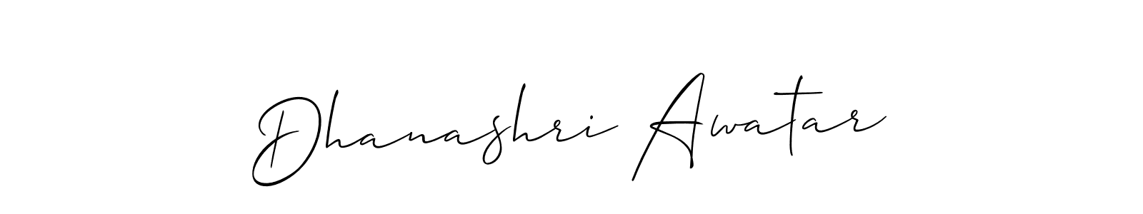 Also You can easily find your signature by using the search form. We will create Dhanashri Awatar name handwritten signature images for you free of cost using Allison_Script sign style. Dhanashri Awatar signature style 2 images and pictures png