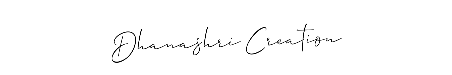 Create a beautiful signature design for name Dhanashri Creation. With this signature (Allison_Script) fonts, you can make a handwritten signature for free. Dhanashri Creation signature style 2 images and pictures png