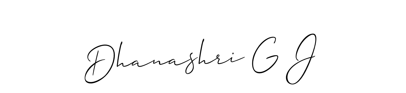 Use a signature maker to create a handwritten signature online. With this signature software, you can design (Allison_Script) your own signature for name Dhanashri G J. Dhanashri G J signature style 2 images and pictures png