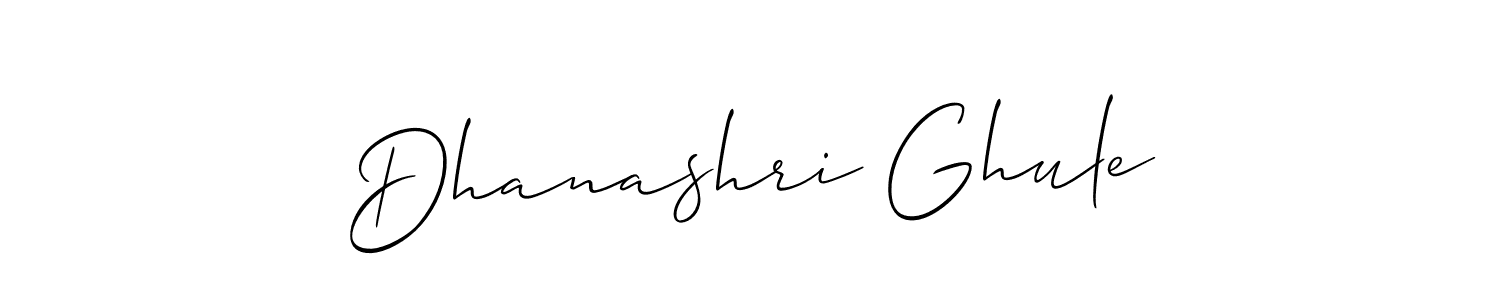 Allison_Script is a professional signature style that is perfect for those who want to add a touch of class to their signature. It is also a great choice for those who want to make their signature more unique. Get Dhanashri Ghule name to fancy signature for free. Dhanashri Ghule signature style 2 images and pictures png