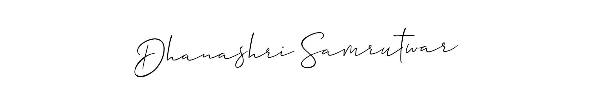 It looks lik you need a new signature style for name Dhanashri Samrutwar. Design unique handwritten (Allison_Script) signature with our free signature maker in just a few clicks. Dhanashri Samrutwar signature style 2 images and pictures png