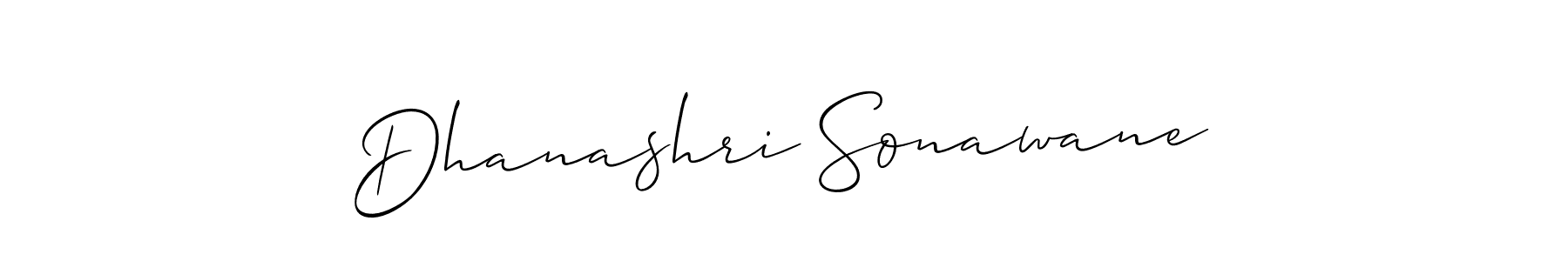 You should practise on your own different ways (Allison_Script) to write your name (Dhanashri Sonawane) in signature. don't let someone else do it for you. Dhanashri Sonawane signature style 2 images and pictures png