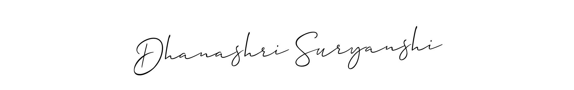You should practise on your own different ways (Allison_Script) to write your name (Dhanashri Suryanshi) in signature. don't let someone else do it for you. Dhanashri Suryanshi signature style 2 images and pictures png