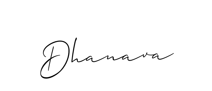 Also we have Dhanava name is the best signature style. Create professional handwritten signature collection using Allison_Script autograph style. Dhanava signature style 2 images and pictures png