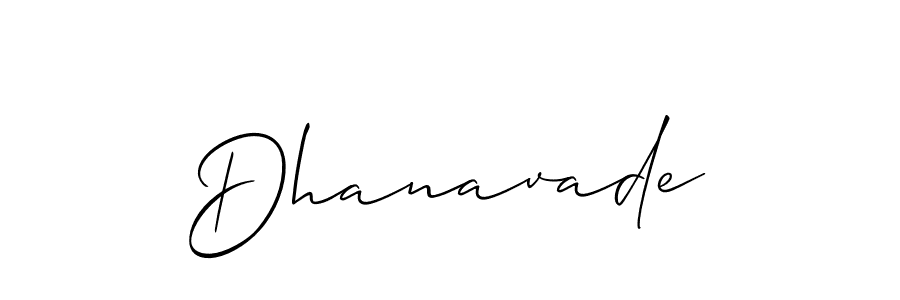Use a signature maker to create a handwritten signature online. With this signature software, you can design (Allison_Script) your own signature for name Dhanavade. Dhanavade signature style 2 images and pictures png