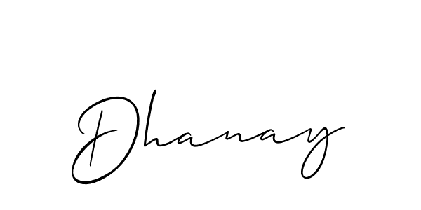 Create a beautiful signature design for name Dhanay. With this signature (Allison_Script) fonts, you can make a handwritten signature for free. Dhanay signature style 2 images and pictures png