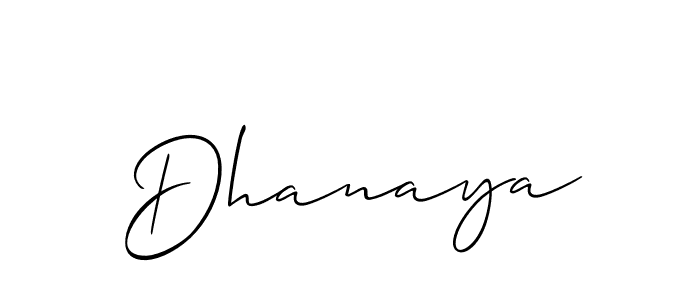 The best way (Allison_Script) to make a short signature is to pick only two or three words in your name. The name Dhanaya include a total of six letters. For converting this name. Dhanaya signature style 2 images and pictures png