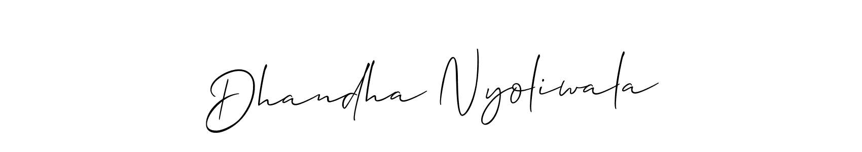 Make a short Dhandha Nyoliwala signature style. Manage your documents anywhere anytime using Allison_Script. Create and add eSignatures, submit forms, share and send files easily. Dhandha Nyoliwala signature style 2 images and pictures png