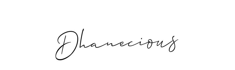 Use a signature maker to create a handwritten signature online. With this signature software, you can design (Allison_Script) your own signature for name Dhanecious. Dhanecious signature style 2 images and pictures png
