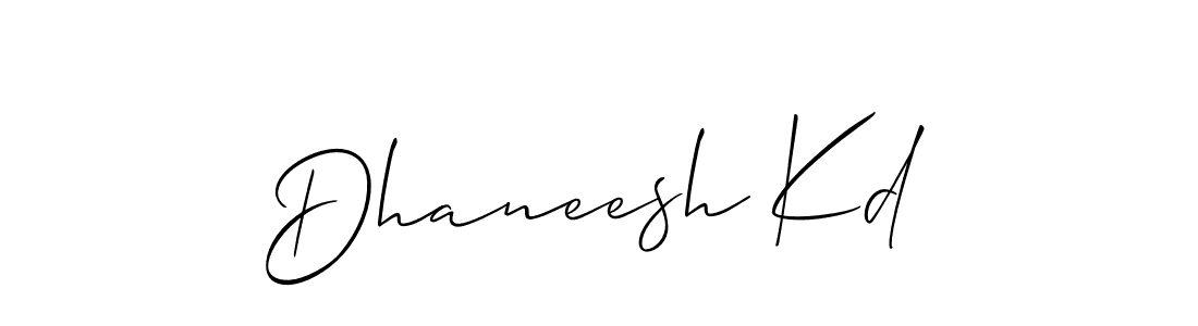 This is the best signature style for the Dhaneesh Kd name. Also you like these signature font (Allison_Script). Mix name signature. Dhaneesh Kd signature style 2 images and pictures png