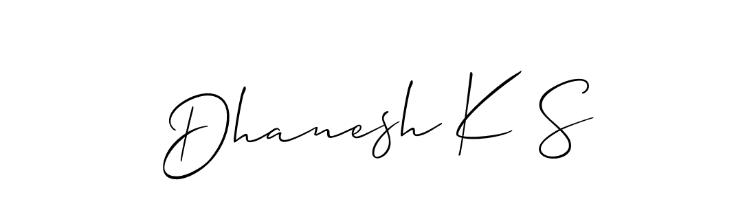 Make a beautiful signature design for name Dhanesh K S. With this signature (Allison_Script) style, you can create a handwritten signature for free. Dhanesh K S signature style 2 images and pictures png