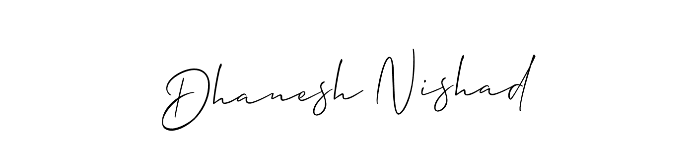 The best way (Allison_Script) to make a short signature is to pick only two or three words in your name. The name Dhanesh Nishad include a total of six letters. For converting this name. Dhanesh Nishad signature style 2 images and pictures png