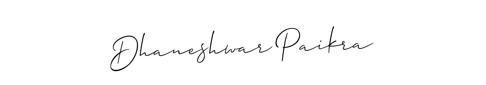 This is the best signature style for the Dhaneshwar Paikra name. Also you like these signature font (Allison_Script). Mix name signature. Dhaneshwar Paikra signature style 2 images and pictures png