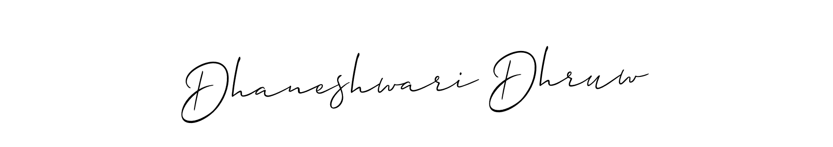 How to make Dhaneshwari Dhruw signature? Allison_Script is a professional autograph style. Create handwritten signature for Dhaneshwari Dhruw name. Dhaneshwari Dhruw signature style 2 images and pictures png